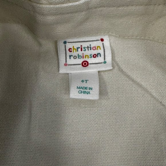 Christian Robinson Boy's Size 4T Woolly Mammoth Embroidered Overalls Cream New - Picture 5 of 16